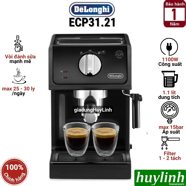 [Trả góp 0%]Máy pha cà phê Delonghi ECP31.21 - Hàng chính hãng