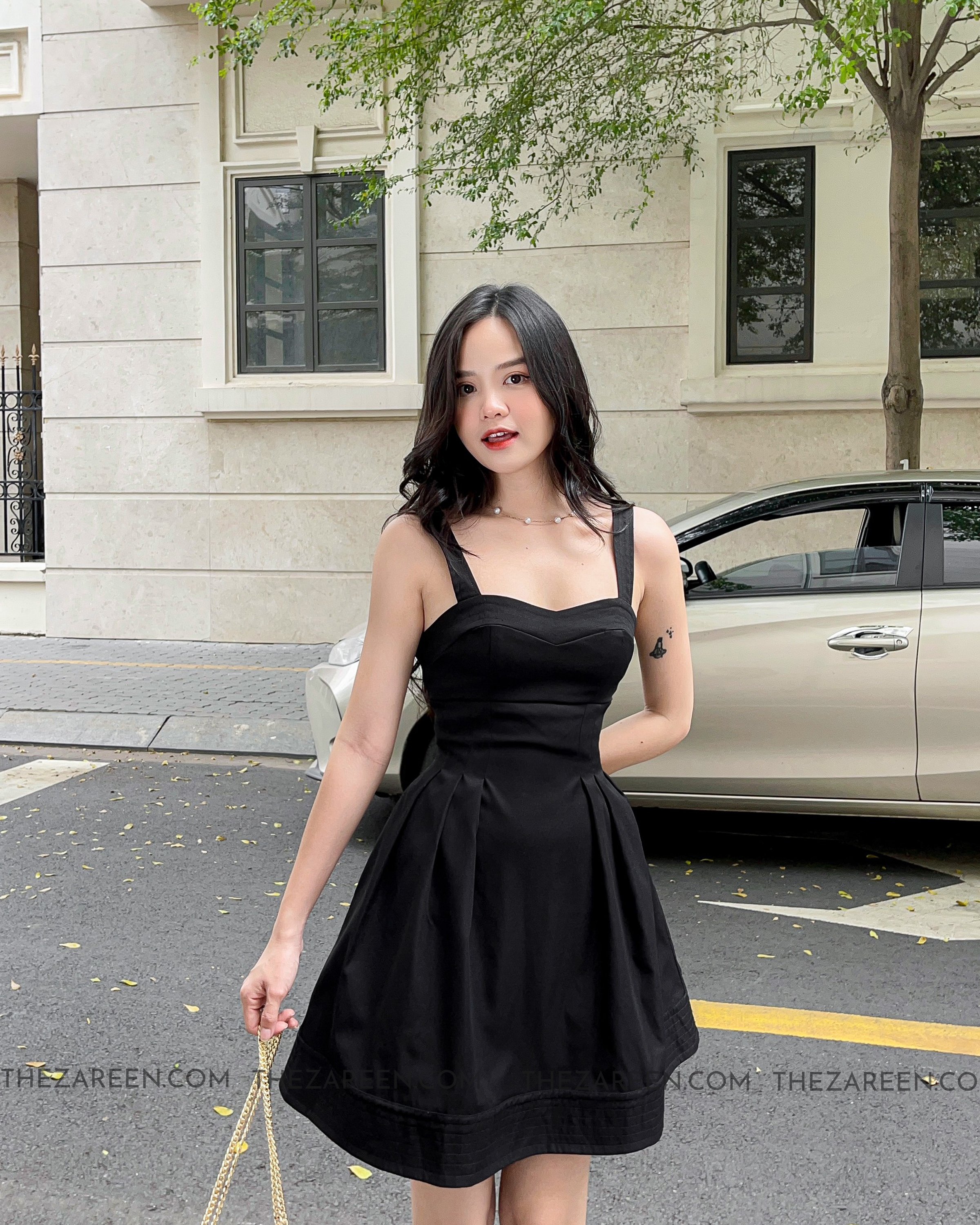 ZAREEN | ĐẦM TIỆC DÁNG XÒE 2 DÂY DAX60 ĐEN