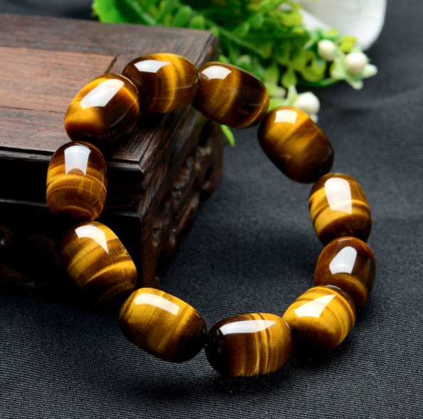 Vòng lu thống đá mắt hổ vàng nâu 10 ly tự nhiên.