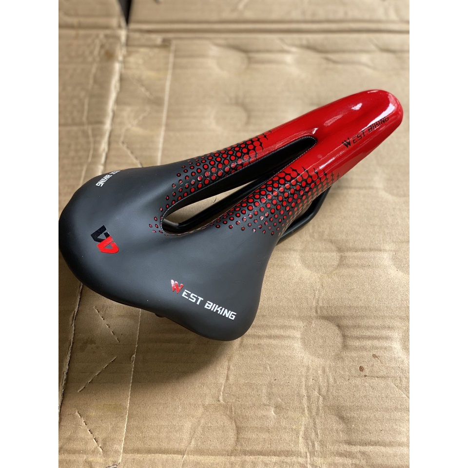 West biking yên xe đạp thoải mái, đệm thoáng khí rỗng da pu mềm mại - yên xe đạp west biking