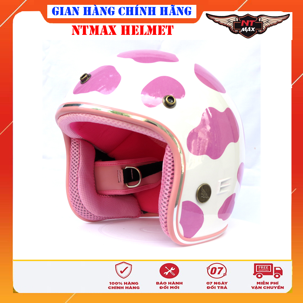 Mũ Bảo Hiểm 3/4 NTMAX Tem Bò Sữa (nhiều màu)