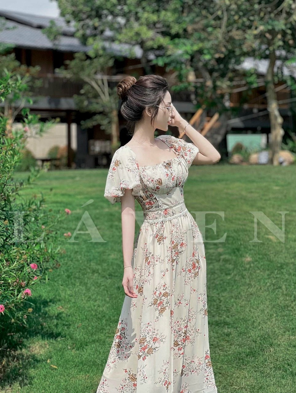 Đầm dự tiệc nữ dáng dài. cổ vuông, tay phông ( có mút & có lót)