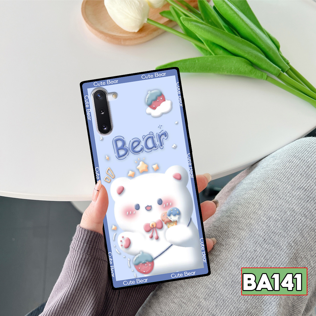 Ốp lưng Samsung Note 10/ Note 10 Plus/ Note 10+ hình gấu, thỏ, hình nền đồng hồ dễ thương