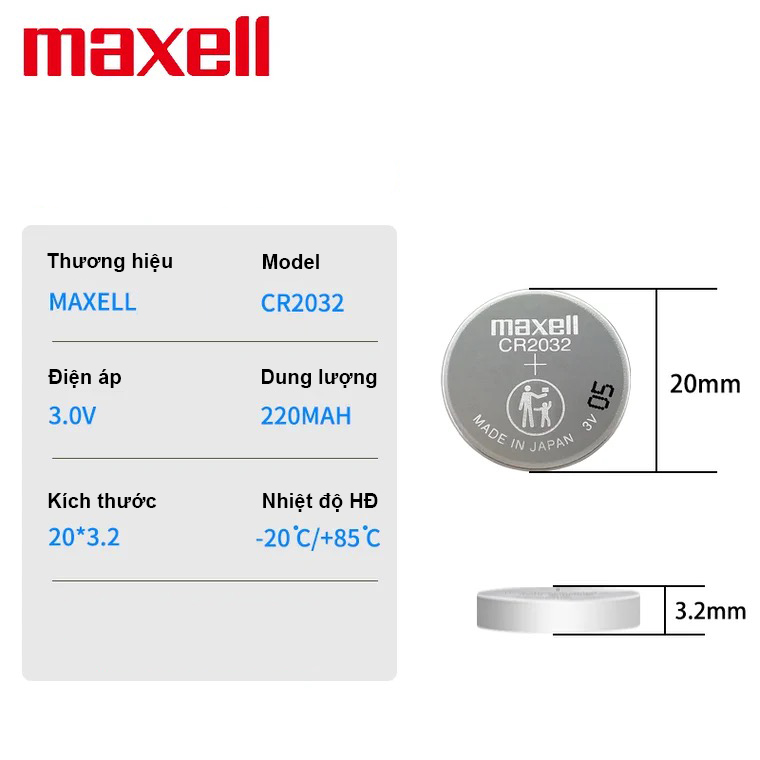 1 viên Pin Maxell CR2032 3V