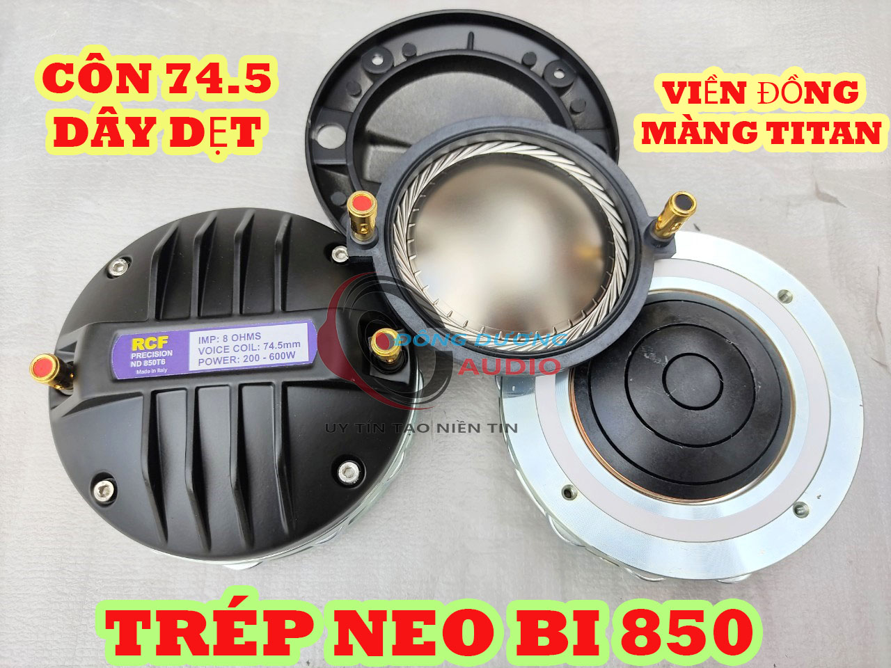 LOA TRÉP 850 NEO BI RCF NẮP NHÔM CÔN 74.5 DÂY DẸT - GIÁ MỘT LOA