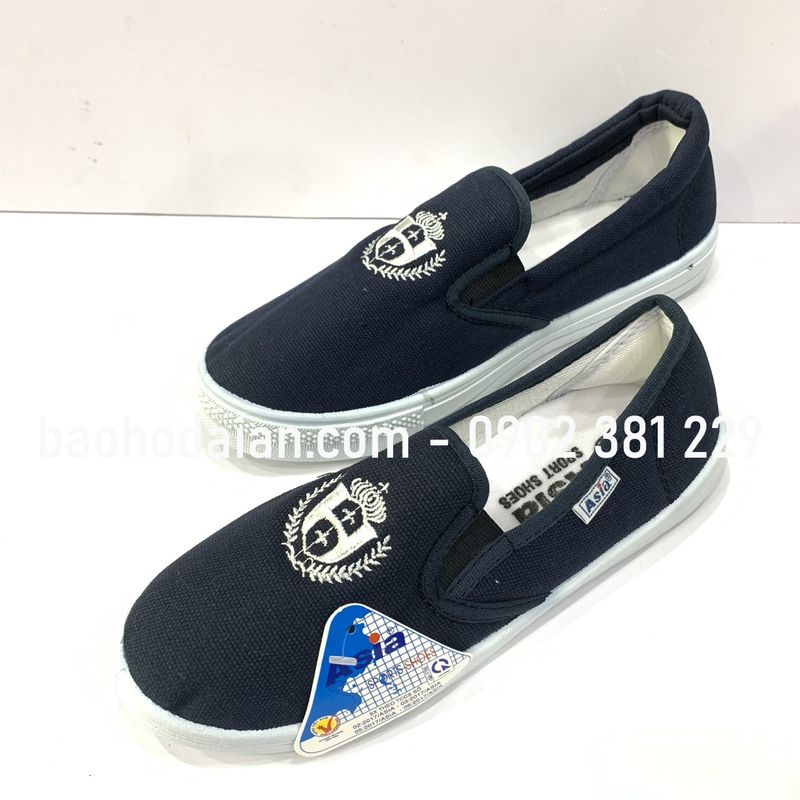 Giày Asia bata vải xỏ (không cột dây) màu xanh đen
