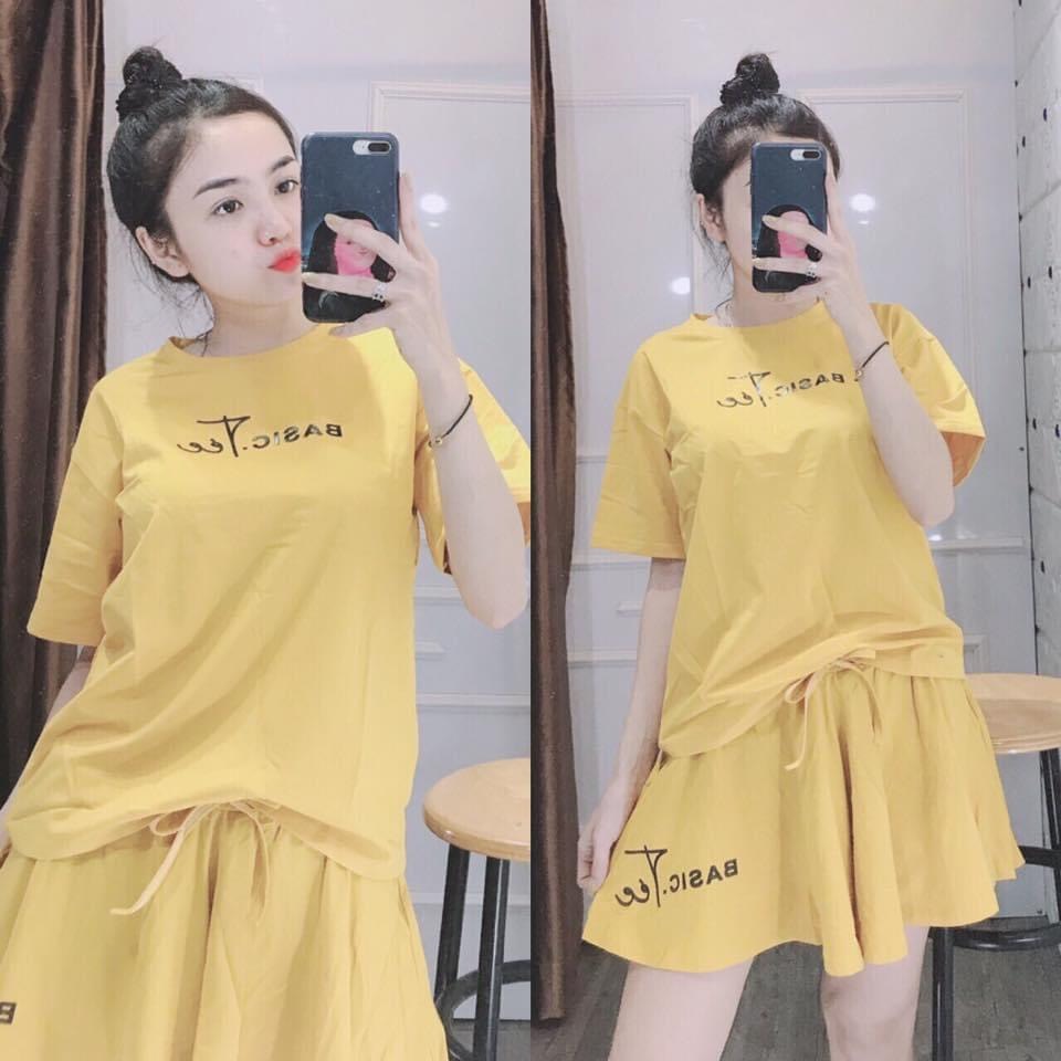 bộ đồ quần xòe giả váy chất thun coton