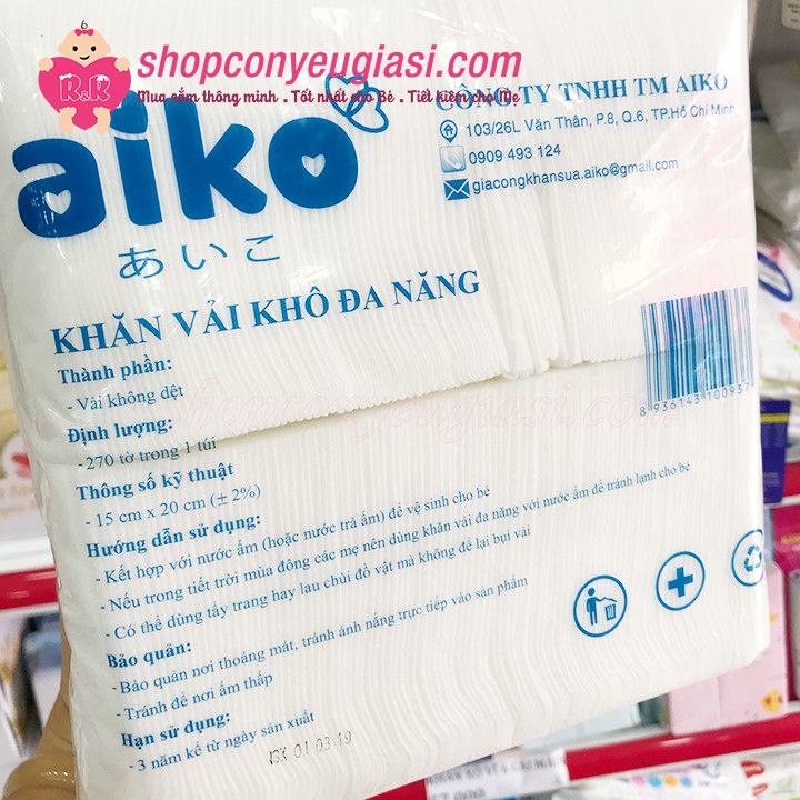 [HCM]Khăn Khô Đa Năng Aiko Túi - 300g/500g