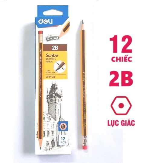 Hộp Bút Chì 2B Deli - Scribe / Uspire (12 cây)