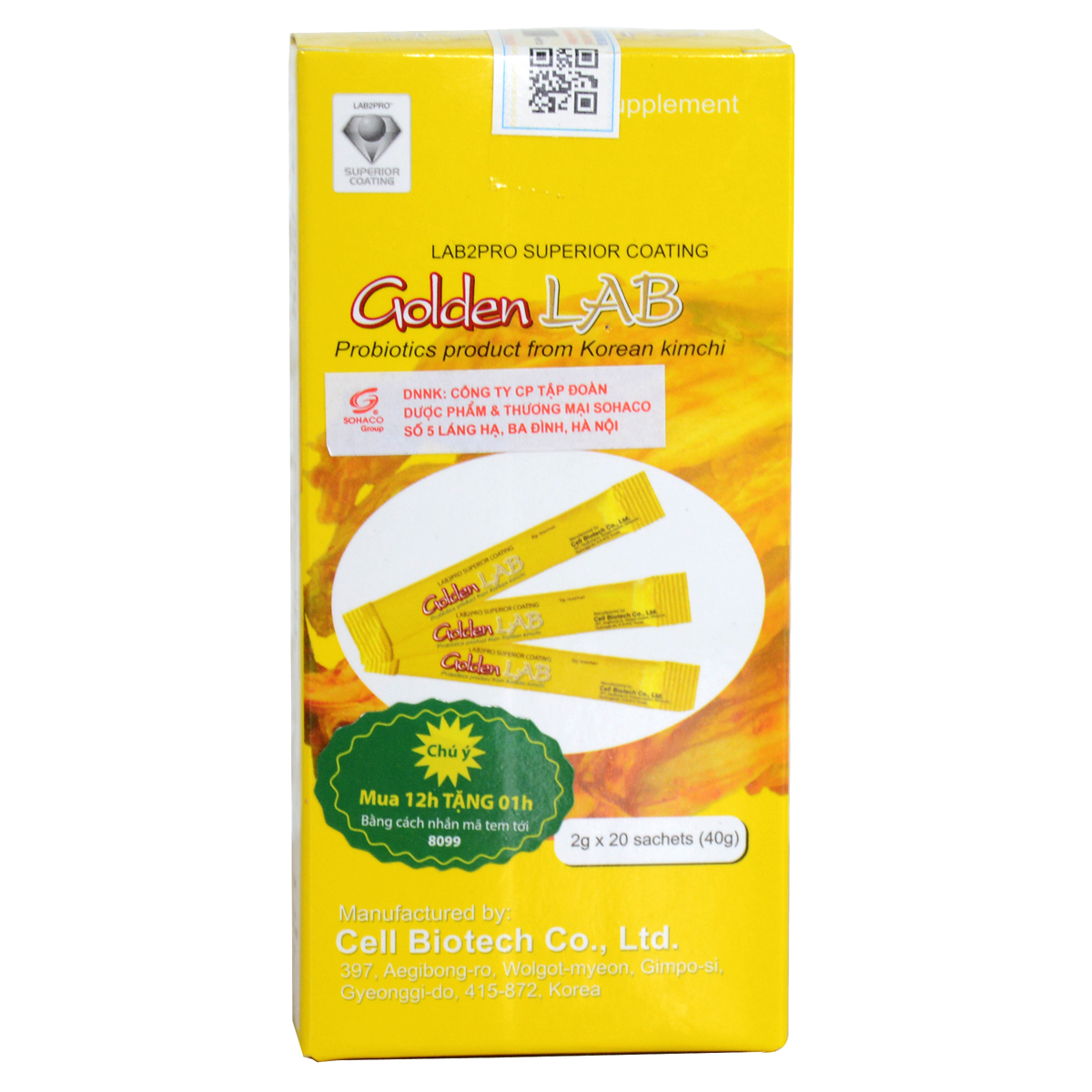 Men Vi Sinh Golden Lab - Hỗ trợ bổ sung các vi khuẩn có lợi cho đường tiêu hóa (Hộp 20 gói)