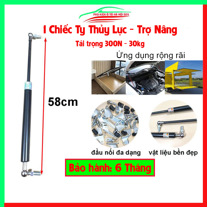 1 Cây ty thủy lực, ben hơi dài 58cm chịu lực 300N-30kg/1 cây chống nắp capo, cốp ô tô, cánh cửa công nghiệp trợ nâng, trợ lực tốt