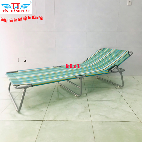 Giường xếp thép sơn tĩnh điện Tín Thành Phát – Khung thép chắc chắn, vải giường thoáng mát, dễ vệ sinh