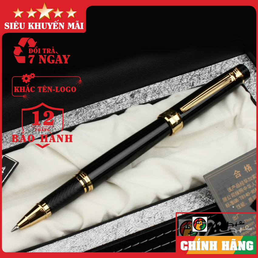 Bút ký dạ bi_Bút ký dạ bi cao cấp Picasso 917RGBK_Thân đen cài vàng_Bút ký chính hãng_Bút ký khắc tên