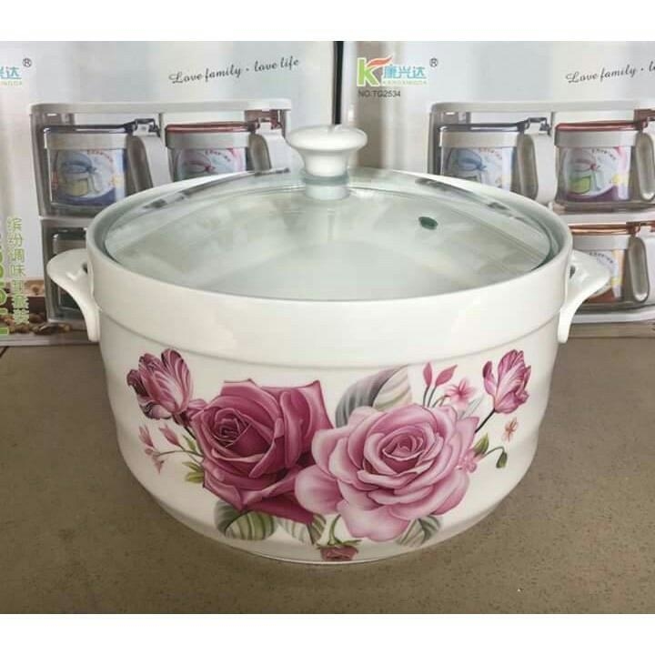 TÔ SỨ - THỐ SỨ NẮP KÍNH 18CM