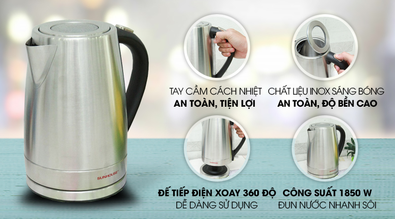 Bình siêu tốc Sunhouse 1.7 lít SHD 1375