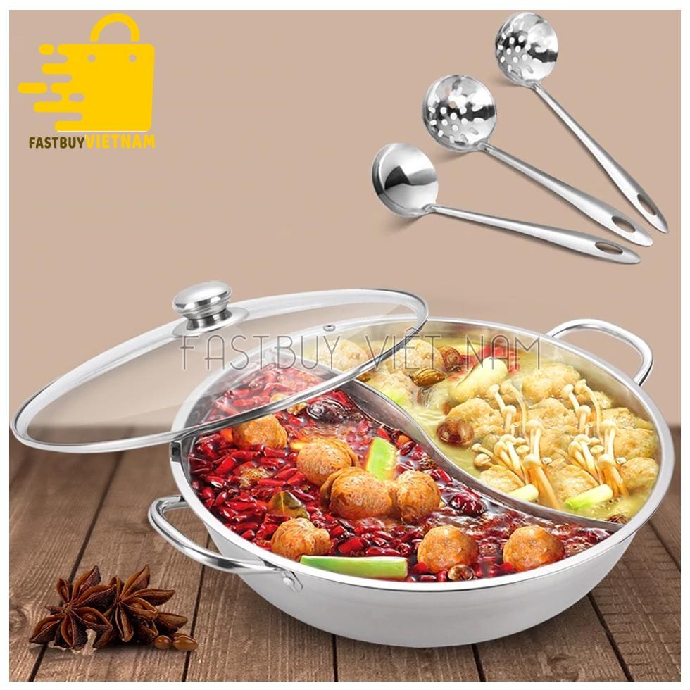 Nồi Lẩu INOX 2 Ngăn Đa Năng Size 30cm