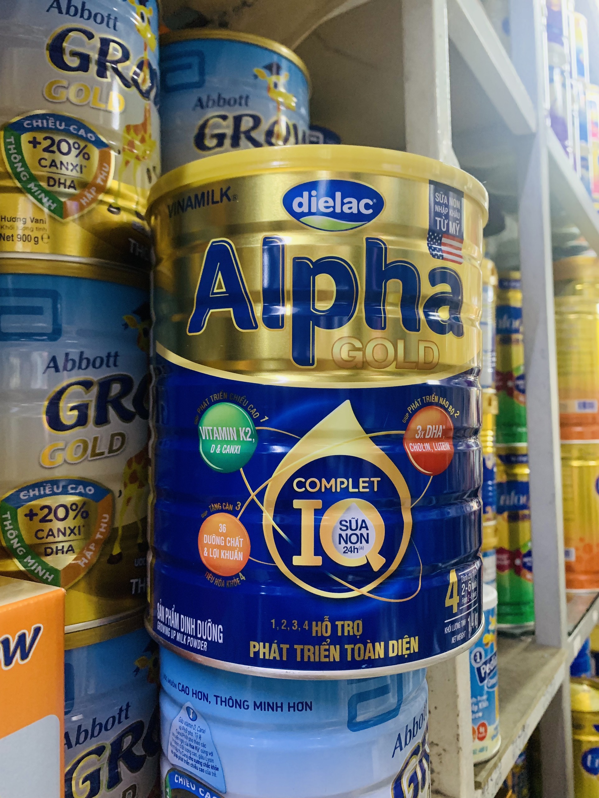 [MẪUMỚI] Sữa bột Dielac Alpha Gold IQ 4 lon 1.4kg (2 - 6 tuổi)