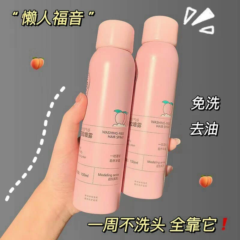 Xịt Gội Khô Hương Đào LuckyFine 150ml(Hồng)