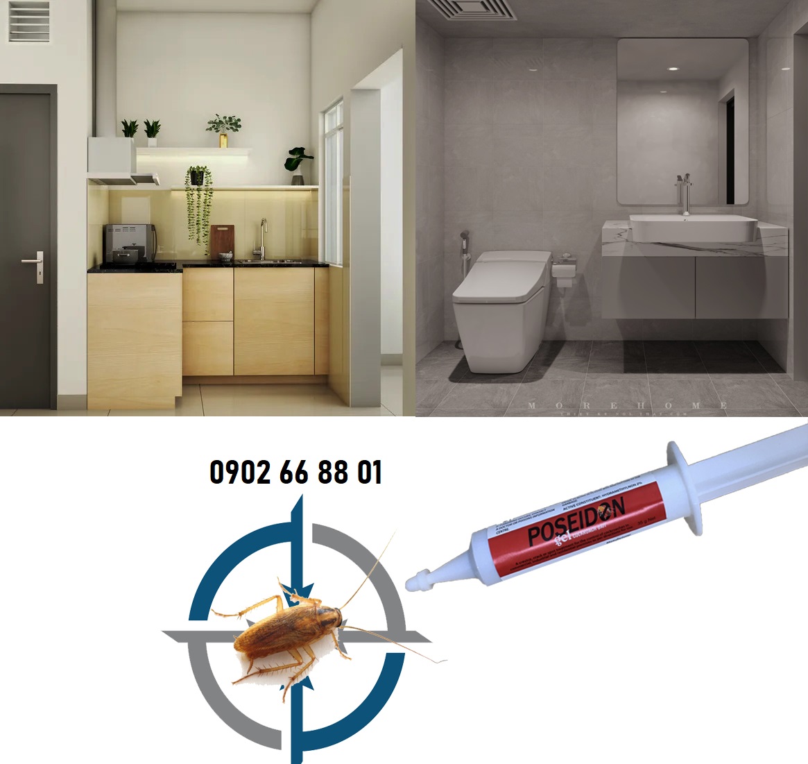 Gel diệt gián - Thuốc diệt gián Poseidon - Diệt gián nhà - Gián Đức