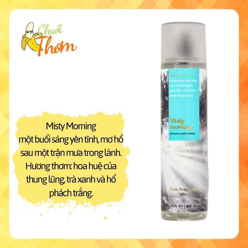 Tester misty morning - xịt thơm body mist bath and body works