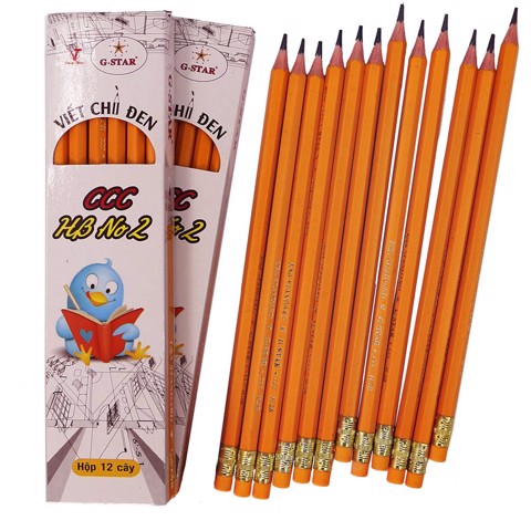 Hộp 12 cây viết chì HB G-star CCC thân tròn màu vàng
