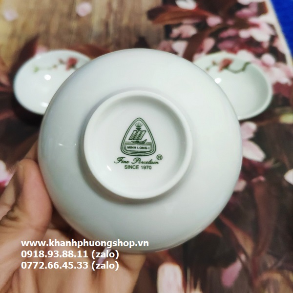 chén nước chấm sứ Minh Long hoa đào - chén nước chấm sứ minh long