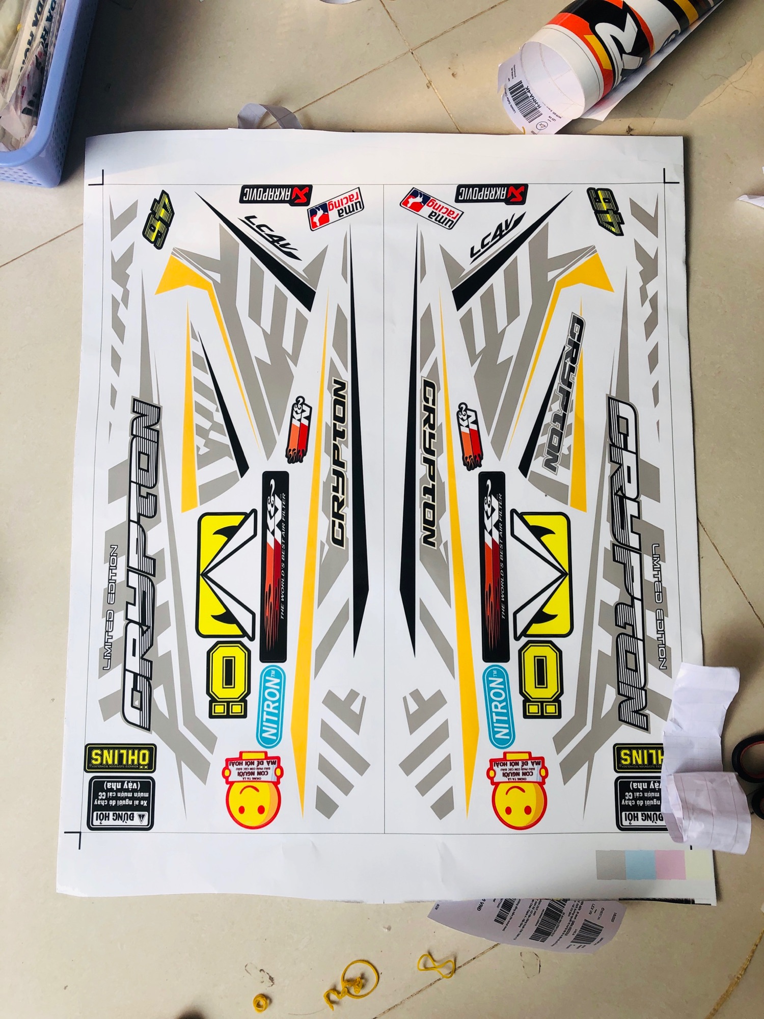 Tem rời exciter 2006--2010 Crypton dán xe trắng