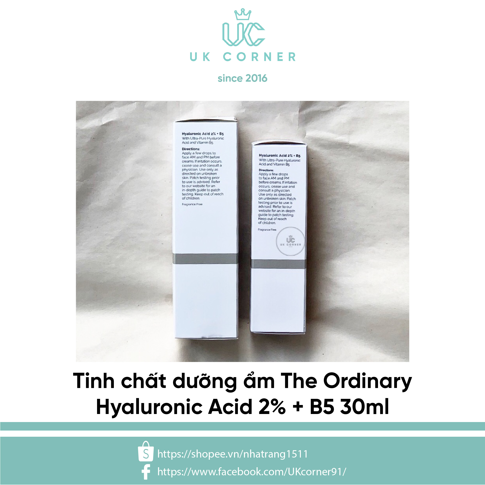 [Serum] HA + B5 Tinh chất The Ordinary Hyaluronic Acid 2% + B5