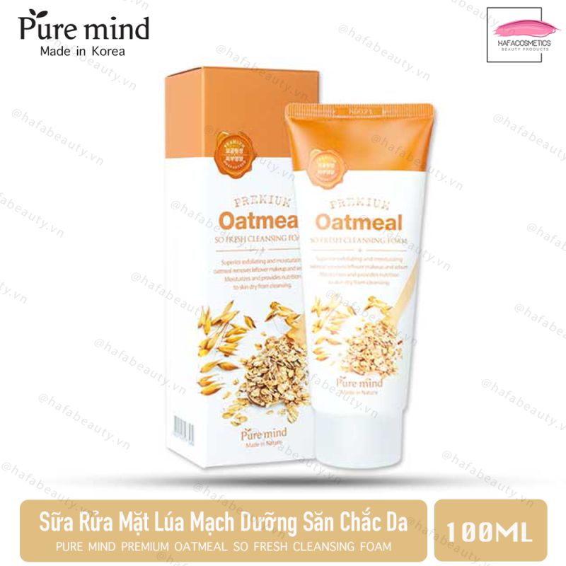 [HCM]Sữa rửa mặt chiết xuất yến mạch dịu nhẹ săn chắc da Pure Mind Outmeal So Fresh Cleansing Foam 100ml nhập khẩu