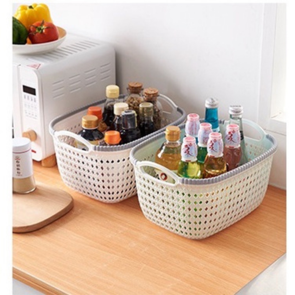 Giỏ đựng đồ đan hoa, giỏ đồ nhựa Việt Nhật 3377