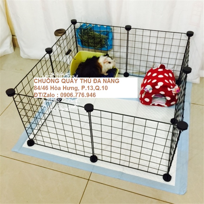 (HCM) Chuồng Quây Chó Mèo Lắp Ghép Đa Năng Bằng Lưới Sắt Sơn Tĩnh Điện Kích Thước Dài 70cm x Rộng 70cm x Cao 70cm