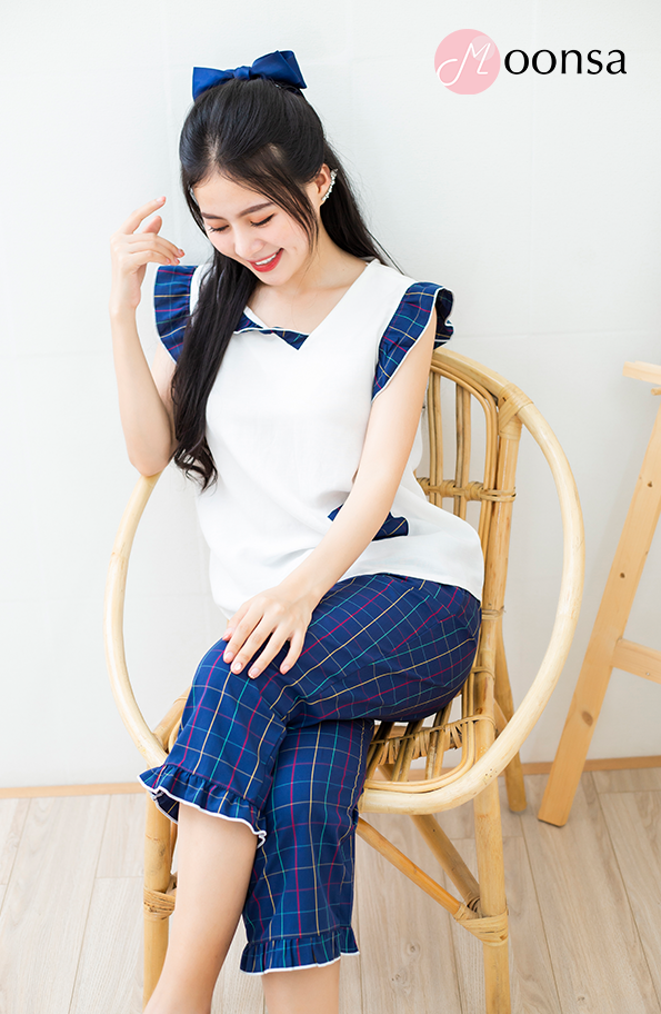 Bộ đồ ngủ kate đũi Caro Duyên Dáng [Moonsa]
