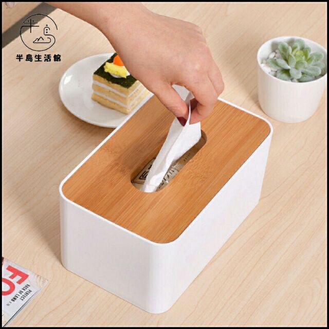 Hộp Đựng Giấy Nắp Tre Cao Cấp