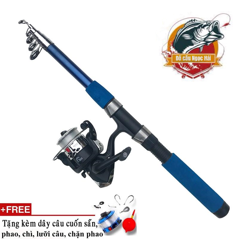 Bộ cần câu máy 2,1m kèm máy cước,phao,lưỡi,chì,chặn phao CC1