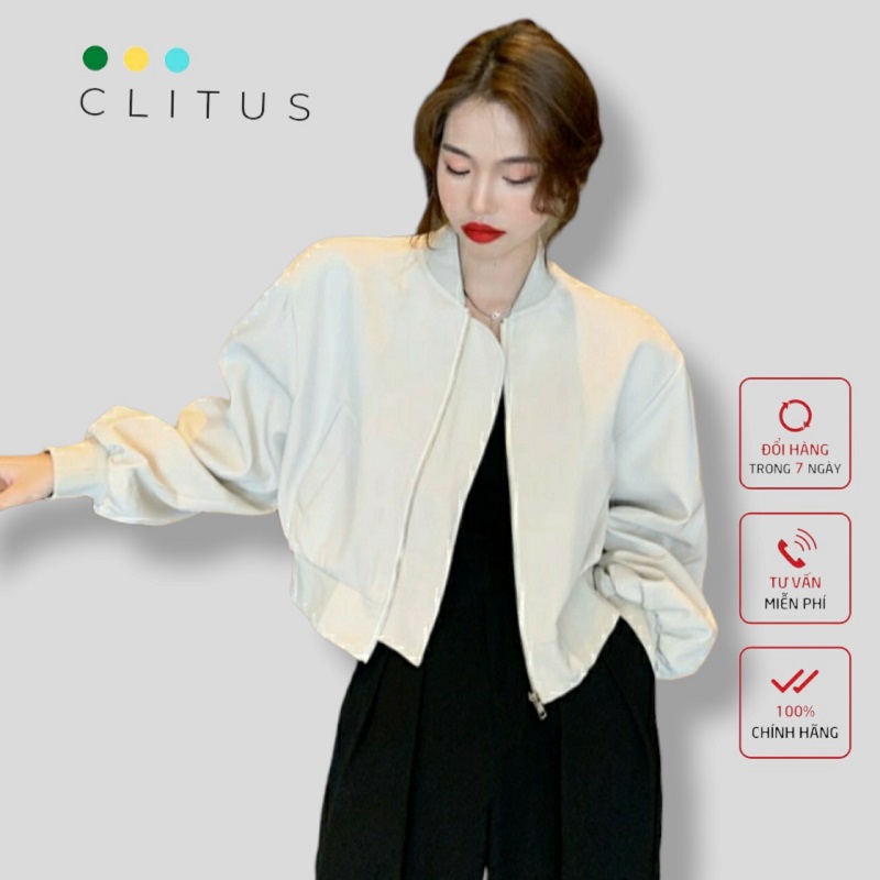 Áo Khoác Bomber Dù Nữ Form Crop Chất Liệu Siêu Mịn - CLITUS FASHION