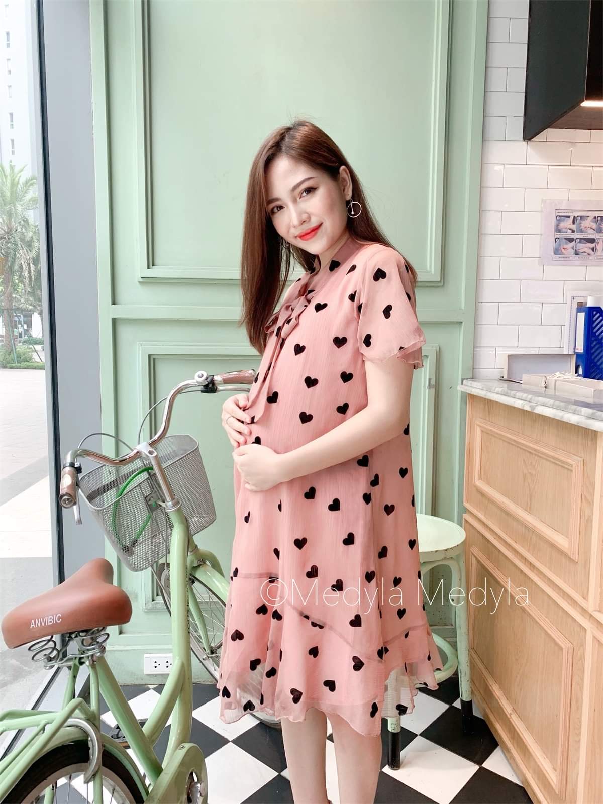 váy bầu thiết kế yếm -đầm bầu suông dáng dài cho mẹ bầu mặc bầu và sau sinh