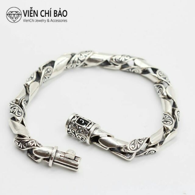 Lắc Tay Bạc Nam Xoắn Chất Liệu Bạc Thái Cao Cấp Thương Hiệu Viễn Chí Bảo