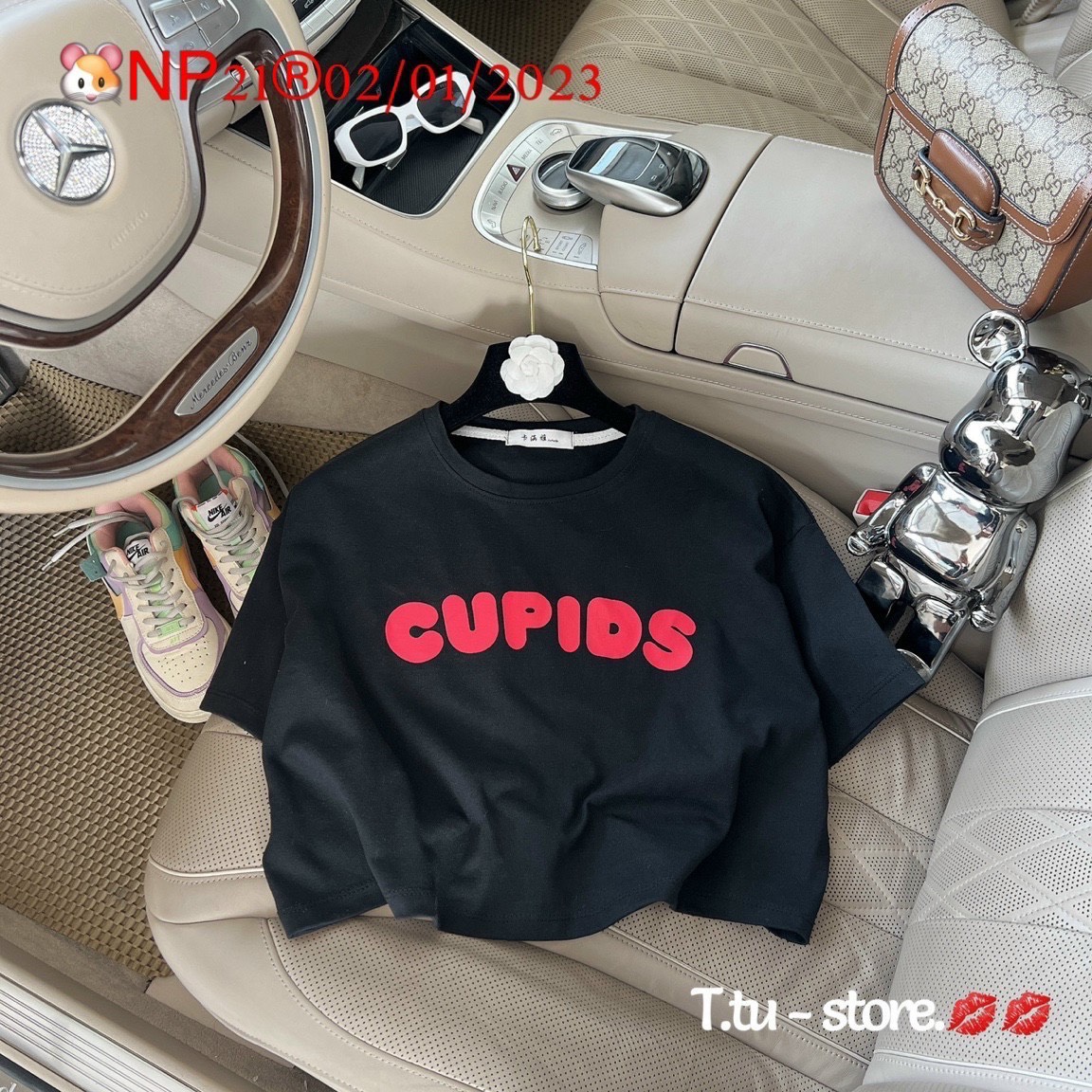 Áo thun nữ cổ tròn form rộng tay lỡ dáng ngắn in chữ - áo phông nữ croptop foorm rộng TU