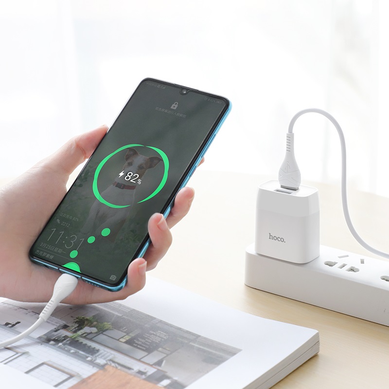 [HCM]Bộ Sạc Dual USB Hoco C73 Type-C 2.4A - Bộ Cốc Cáp Sạc - Cho Android - BH 12 Tháng