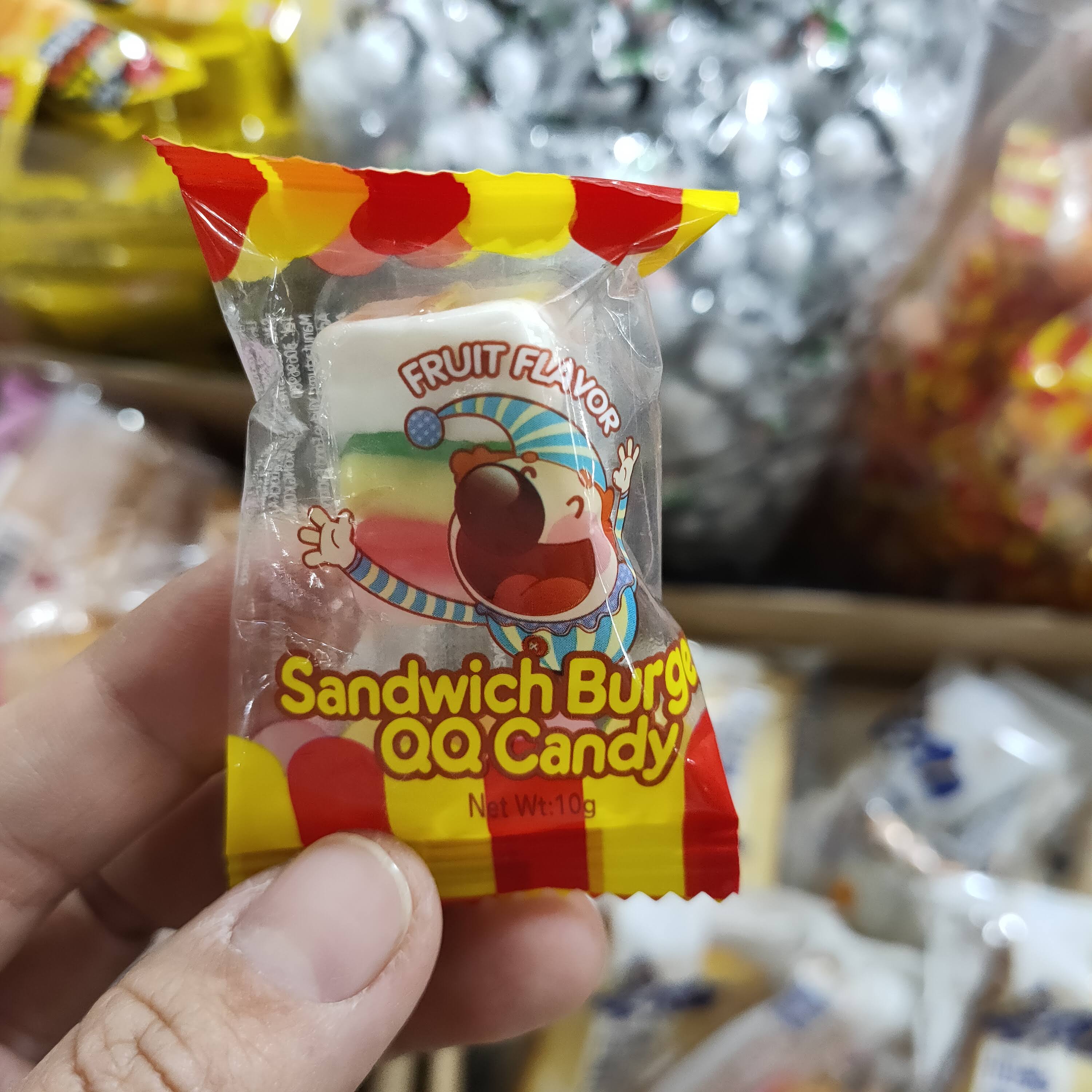 100gr- kẹo dẻo trái cây, sandwich, hamberger