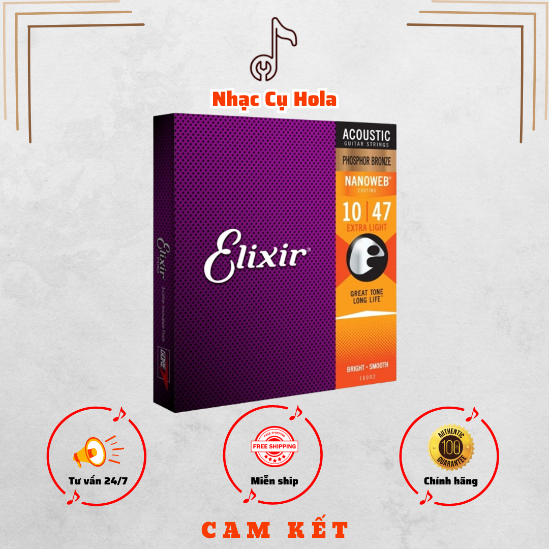 Elixir Phosphor Bronze Nanoweb Extra Light 10 | 47 Acoustic Guitar Strings