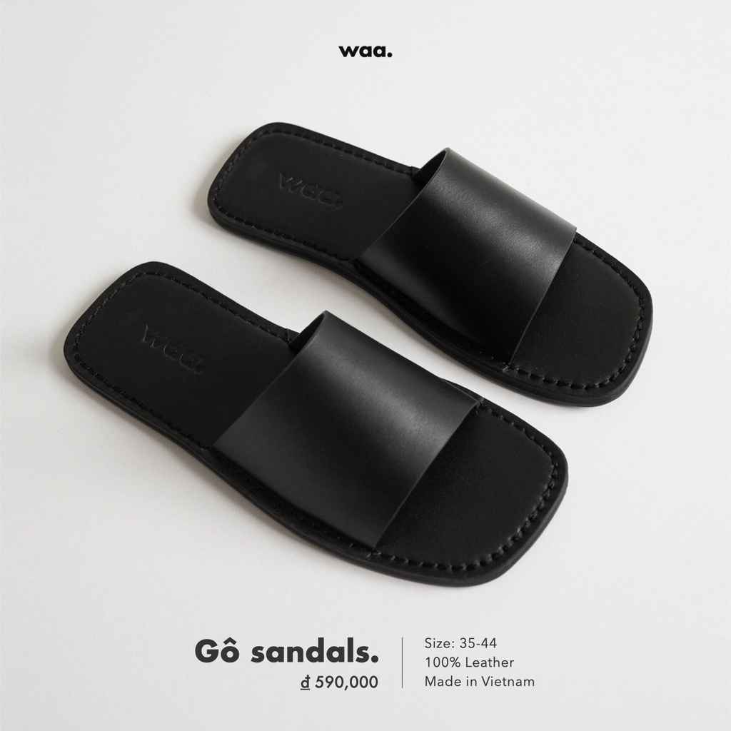 GÔ Sandals Waa. - Màu Đen - Dép Quai Ngang Da Thật