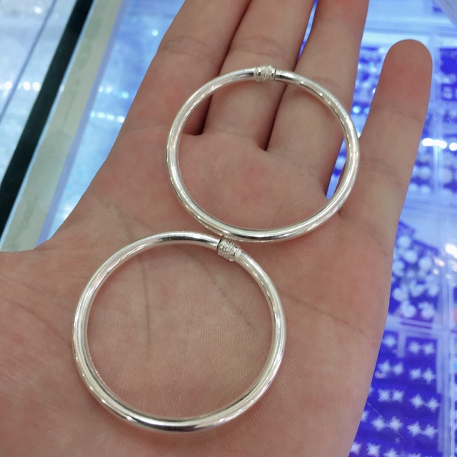 Vòng dẻo trơn chuẩn bạc ta size mini cho bé 1-2 tuổi - THJ Cam kết bạc chuẩn, giá tốt kèm bảo hành