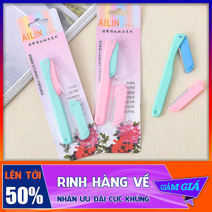 Utility mini eyebrow trimmer with replacement blades