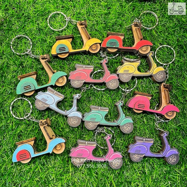 Móc Khóa Vespa 3D 2D Bằng Gỗ Cao Cấp