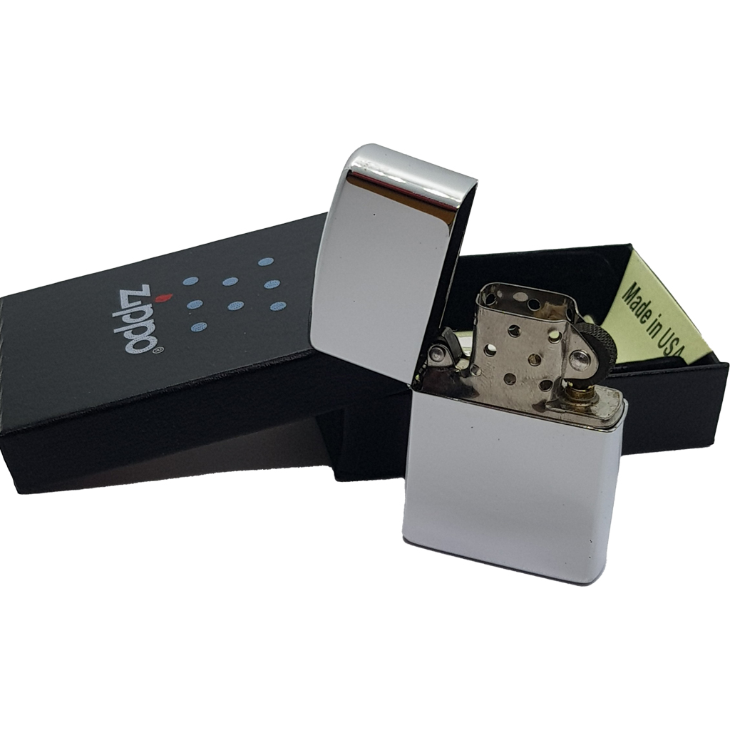 Bật Lửa Zippo Mỹ Bạc Chrome High Polished C-15  tặng bấc đá