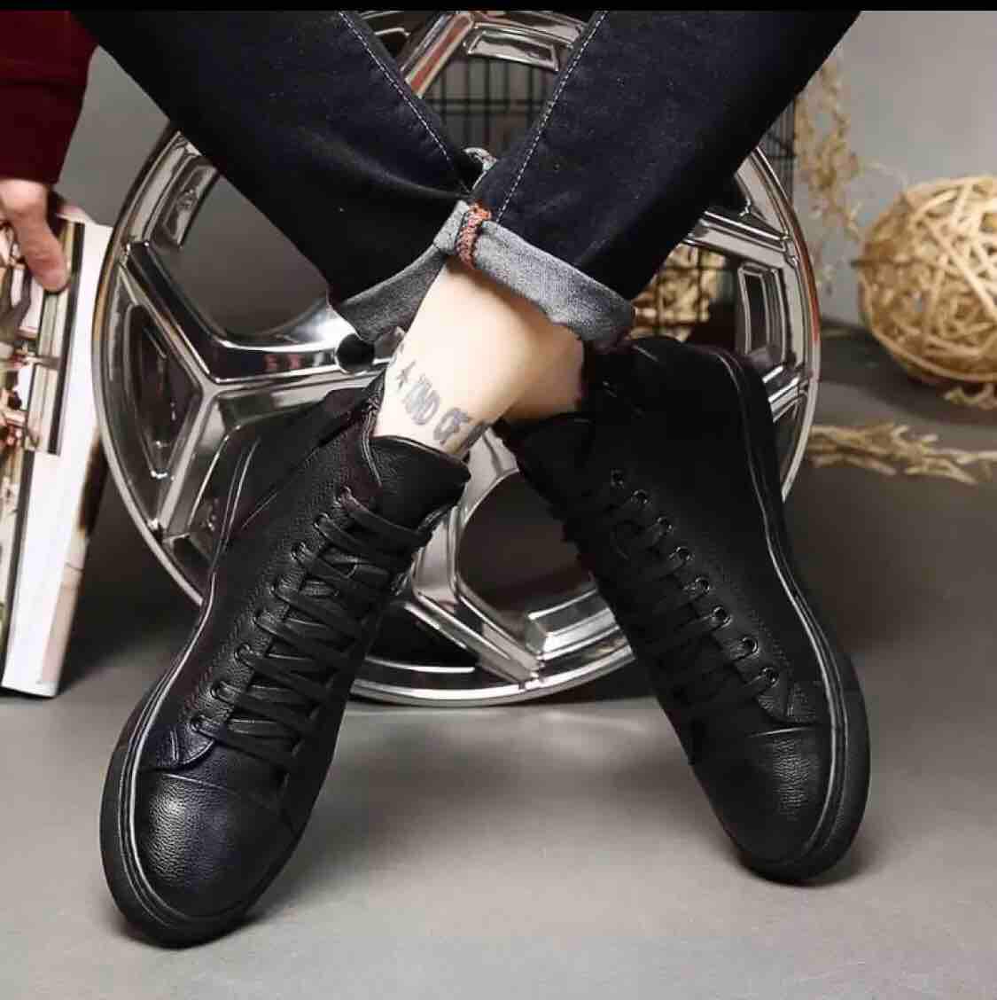 Giầy Thể Thao Cao Cổ Sneaker Full Đen Khoá Kéo
