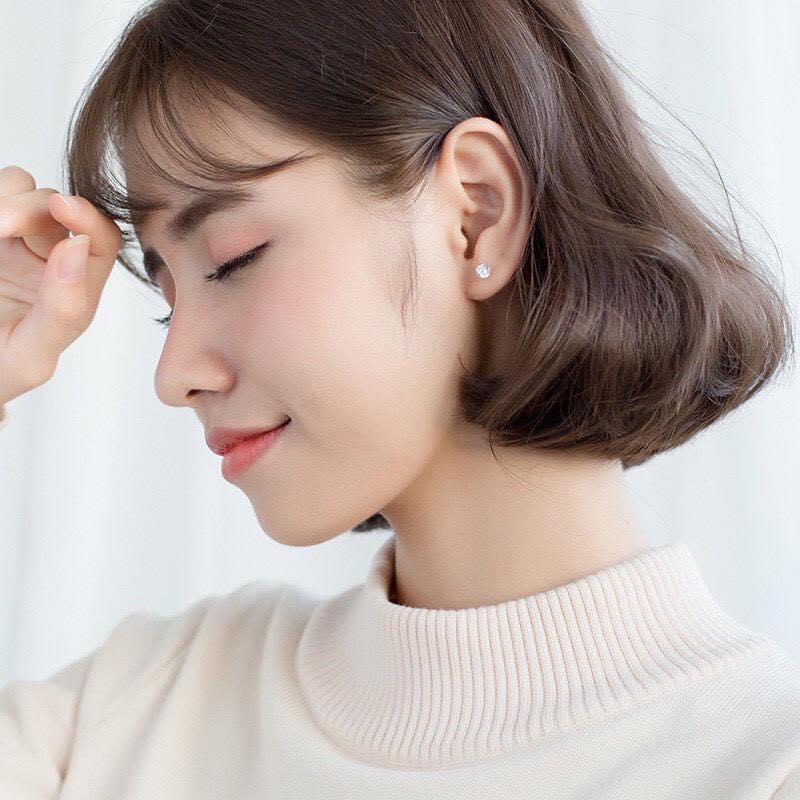 1 chiếc nụ tai bạc đá trắng cỡ 3mm