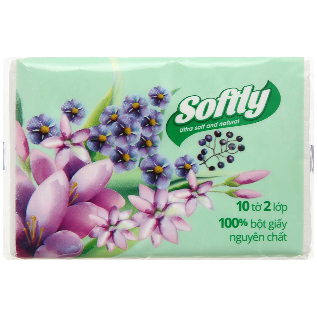 KHĂN GIẤY BỎ TÚI SOFTLY 10 TỜ - 2 LỚP - 6 GÓI (200 x 190 mm)