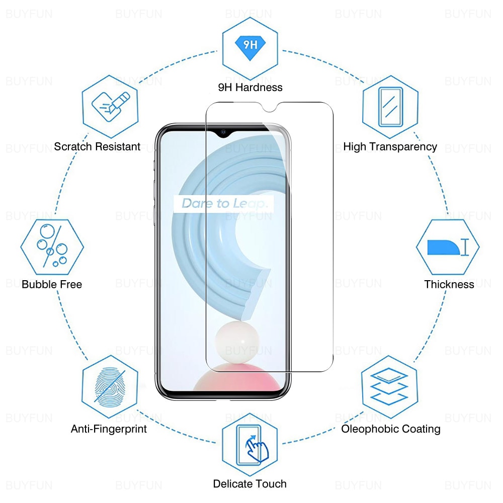 Kính cường lực Realme C21 / Realme C21Y (Trong Suốt, Không Full Màn)